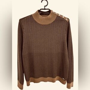 NWOT Calvin Klein Brown Chevron Turtleneck Sweater Size M